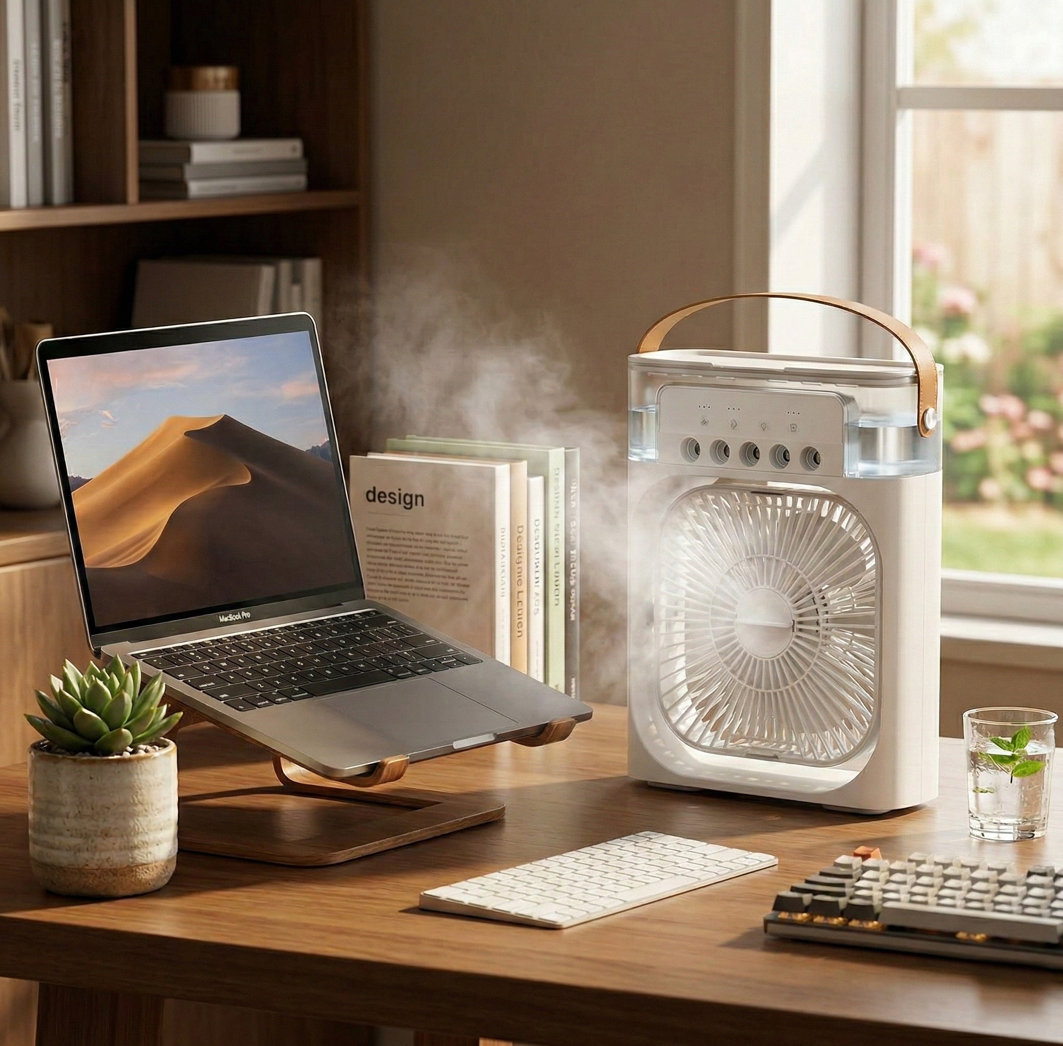 Portable USB Water Spray Mist Fan – Mini Air Cooler & Humidifier for Home and Office
