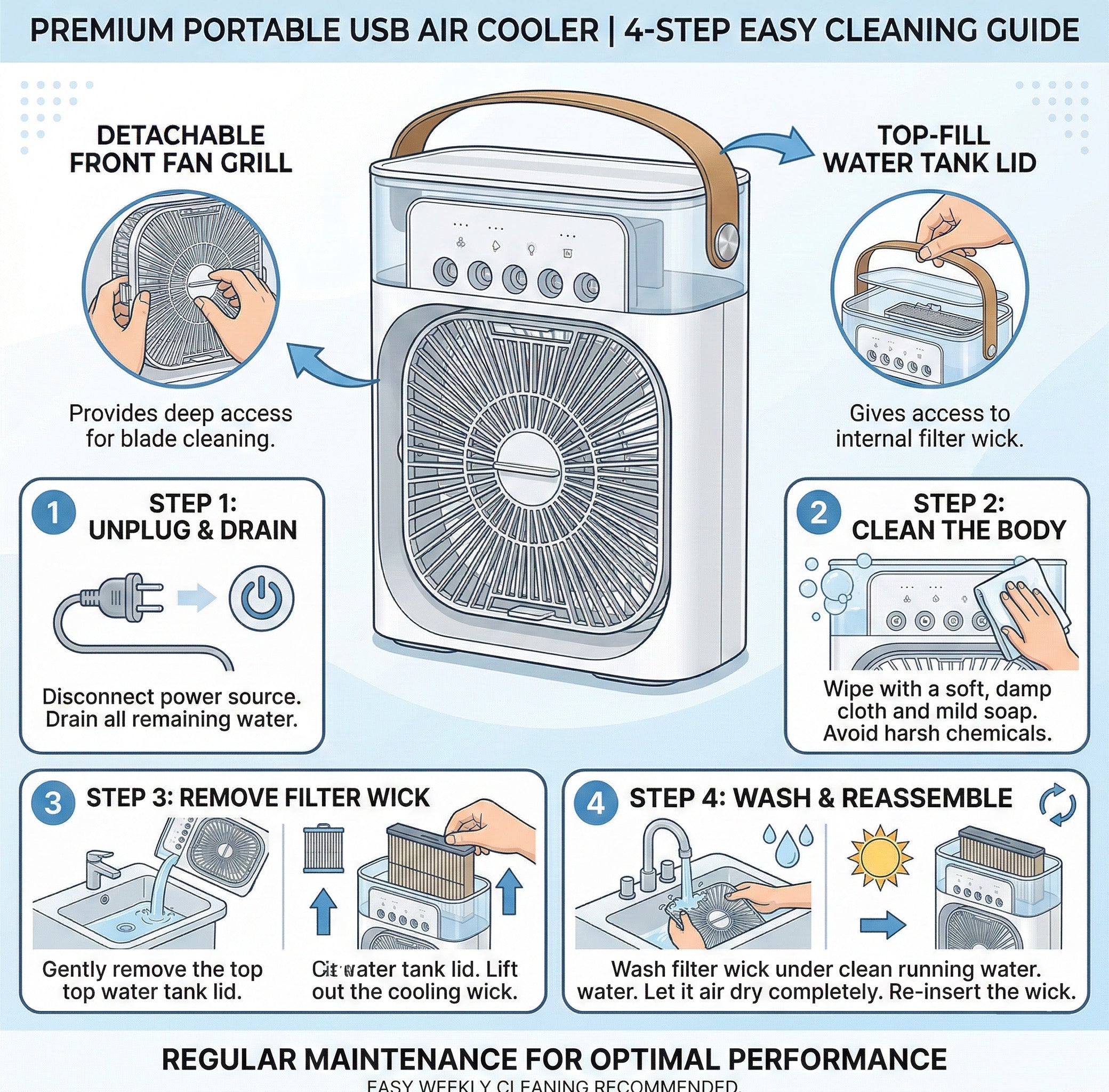 Portable USB Water Spray Mist Fan – Mini Air Cooler & Humidifier for Home and Office